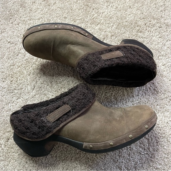 Merrell Womens Luxe Knit Bitter Chocolate Studded Leather Slip-On Shoe Clog - Picture 2 of 10